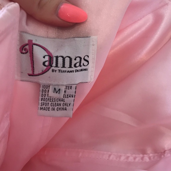 Off-shoulder beaded corset baby pink dress - Picture 6 of 7